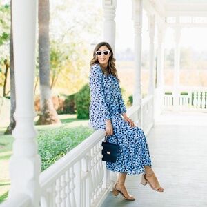 Sail To Sable Blue Check Midi Dress